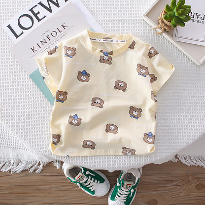 [345451] - Baju Setelan Kaos Bawahan Overall Anak Cewek Fashion - Motif Tiny Bear