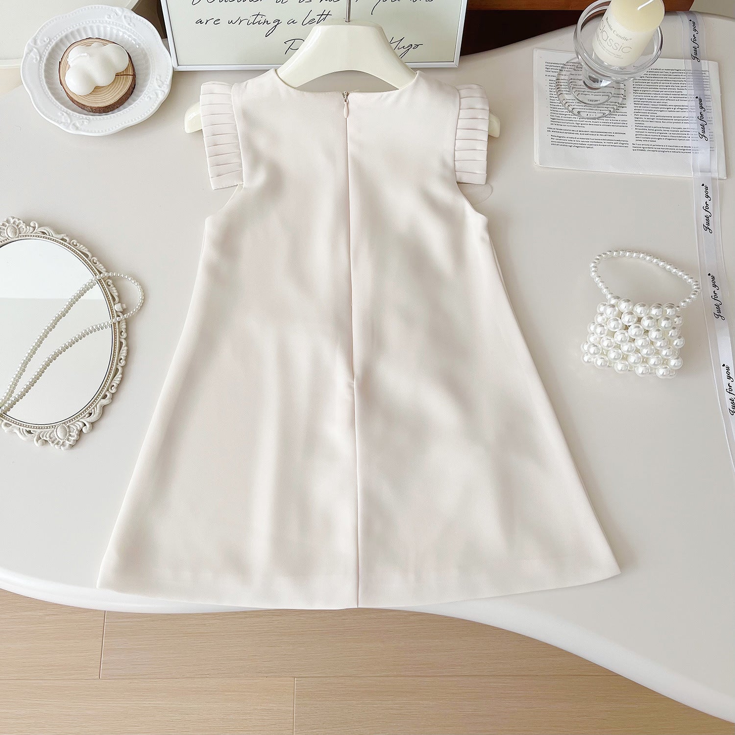 [963277] - Baju Gaun Dress Elegant Lengan Kutung Korean Version Style Anak Perempuan Cewek - Motif Flower Pleated- BABYHOKI STORE
