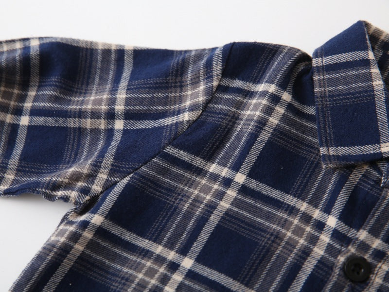 [383207] - Baju Atasan Kemeja Lengan Panjang Anak Laki-Laki - Motif Plaid / Tartan