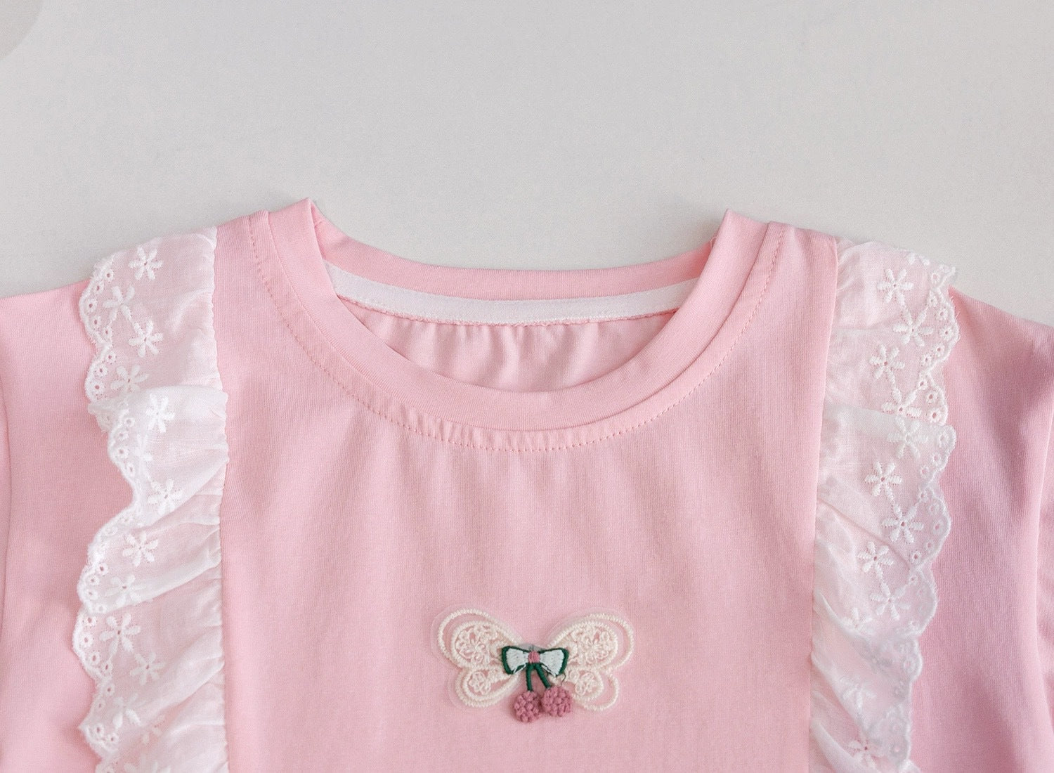 [721106] - Baju Atasan Blouse Renda Lengan Pendek Anak Perempuan - Motif Cherry Ribbon