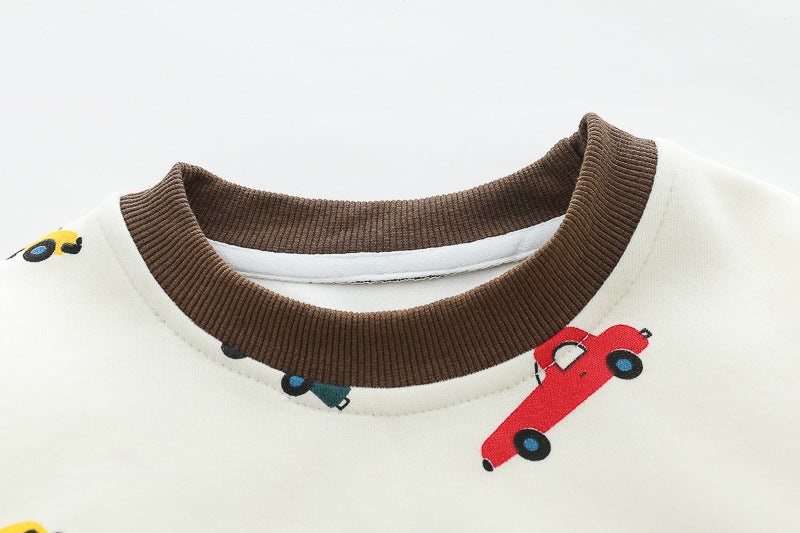 [345495] - One Set 2in1 Baju Setelan Atasan Sweater Lengan Panjang Bawahan Celana Panjang Jeans Fashionable Handsome Anak Cowok Laki-Laki - Motif Cars - BABYHOKI STORE - BABYHOKI STORE