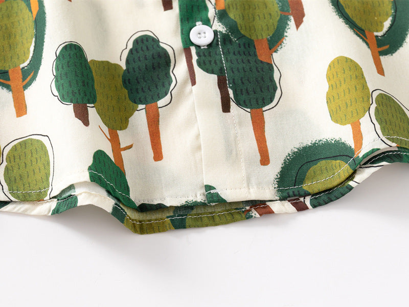 [383208] - Atasan Baju Kemeja Lengan Pendek Anak Laki-Laki - Motif Mix Abstract Nature Animal