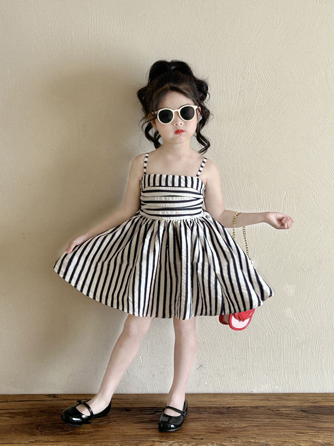 [5071080] - Baju Dress Gaun Pesta Lengan Kutung Fashion Anak Perempuan Cewek - Motif Striped - BABYHOKI STORE
