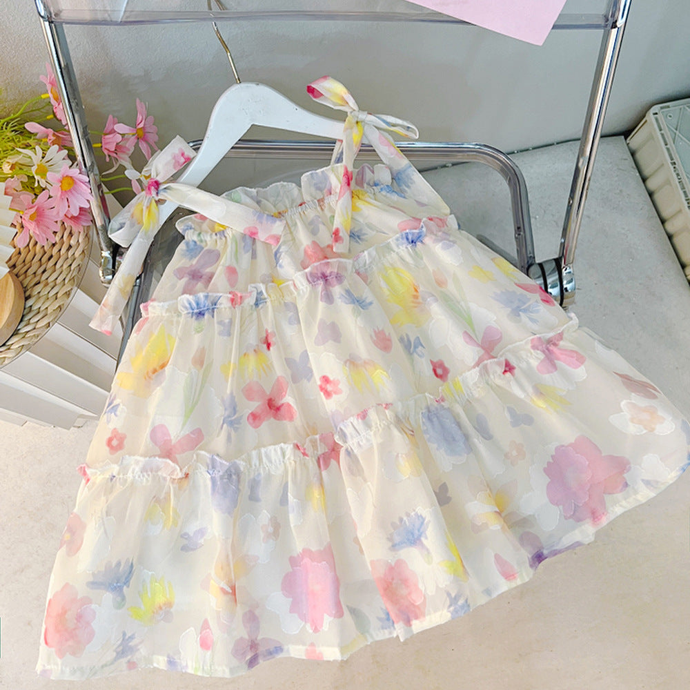 [340447] - Baju Dress Kutung Fashion Anak Perempuan - Motif Flower Leaf