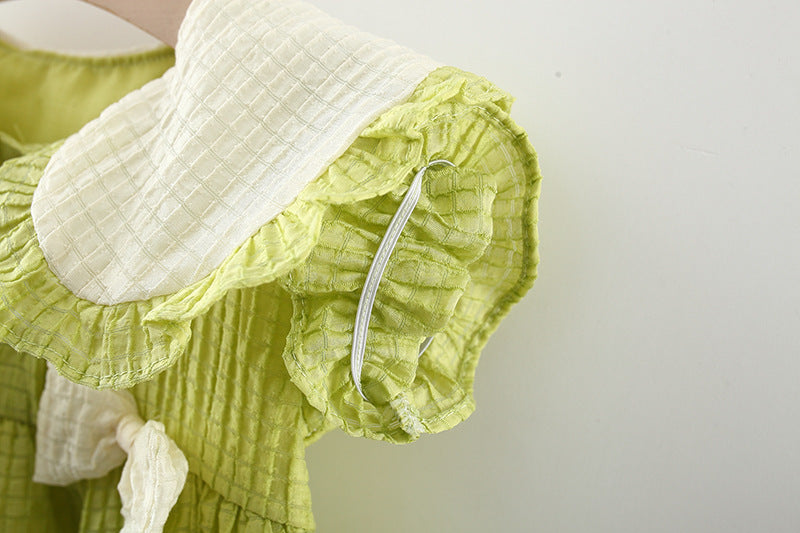 [340394] - Baju Mini Dress Lengan Pendek Fashion Import Anak Perempuan - Motif Ribbon Lace