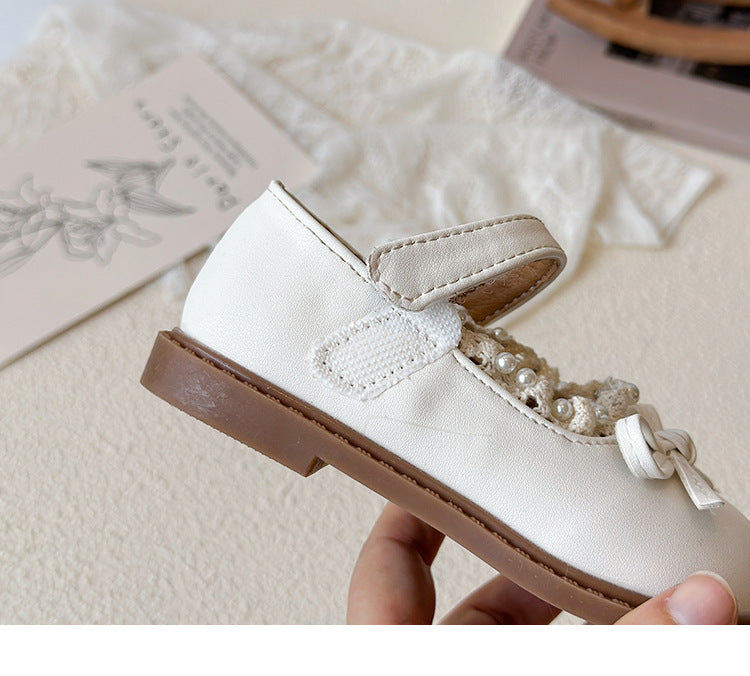 [381266 Size 21-30] - Sepatu Flat Slip On Bow Princess Shoes Anak Perempuan Cewek - Motif Pearl - BABYHOKI STORE