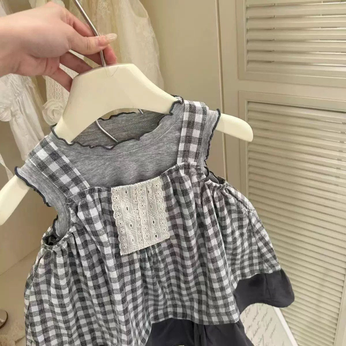 [5071191] - One Set 2in1 Baju Setelan Dress Atasan Lengan Kutung Korean Version Style Anak Perempuan Cewek - Motif Color Box - BABYHOKI STORE