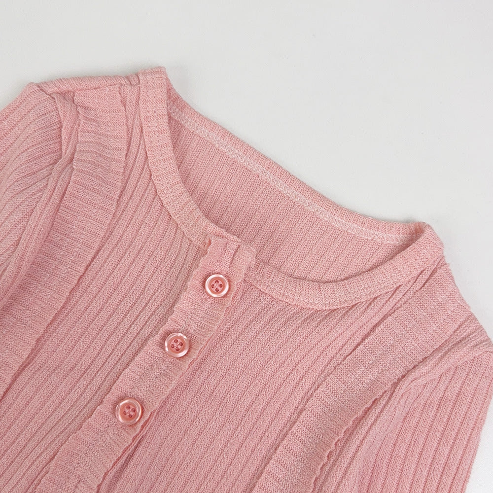 [363713] - Baju Setelan Atasan Rajut Celana Jeans Panjang Fashion Anak Cewek - Motif Letter Knit