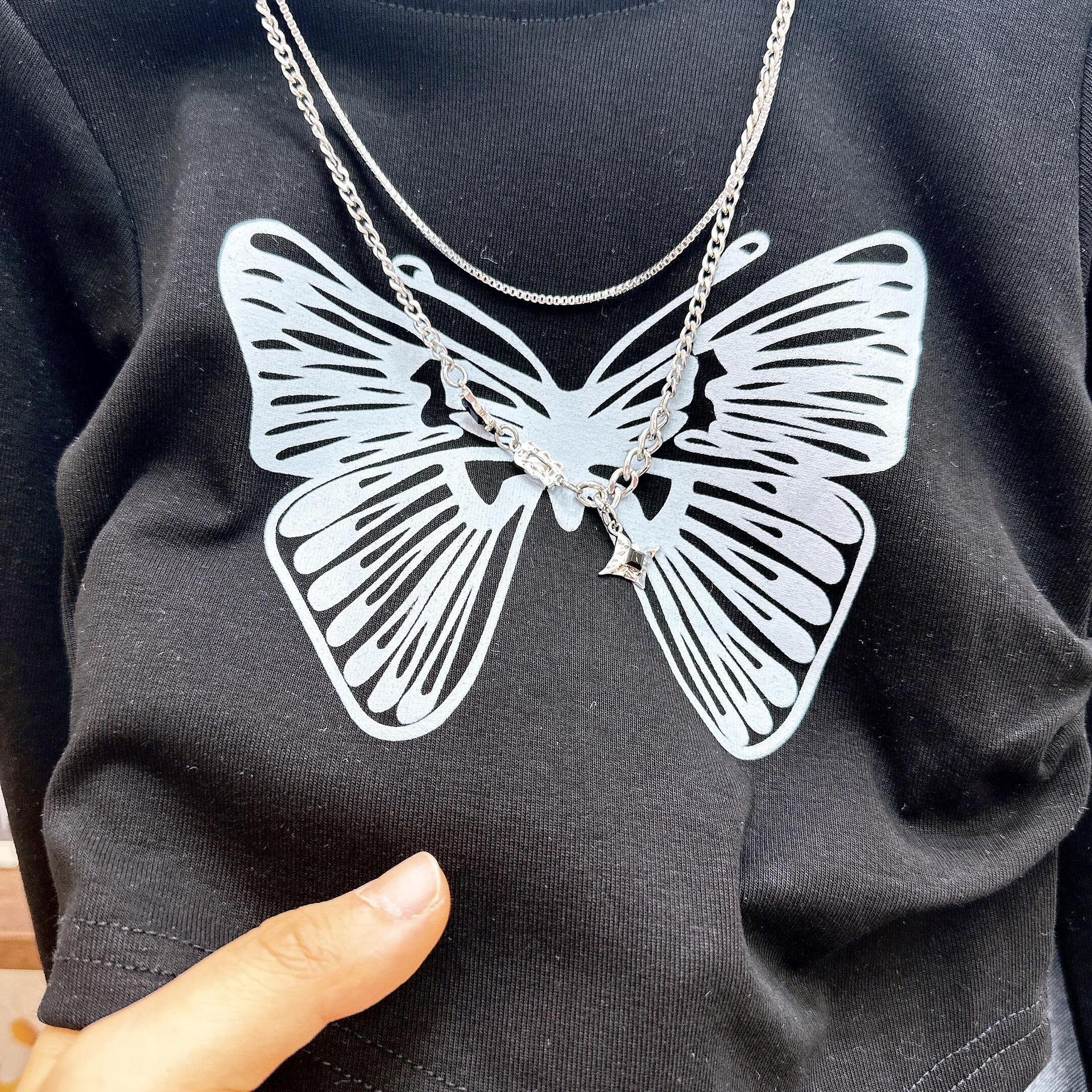 [363820] - Setelan One Set Baju Kaos Lengan Panjang Celana Jeans Kulot Panjang Fashion Anak Perempuan - Motif Butterfly