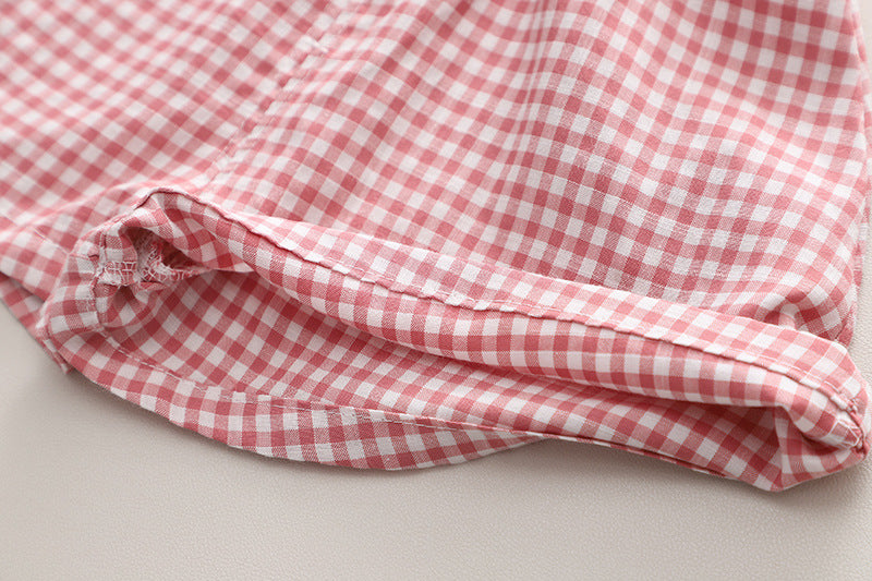 [340376] - Baju Setelan Blouse Kotak-Kotak Fashion Anak Perempuan - Motif Big Ribbon