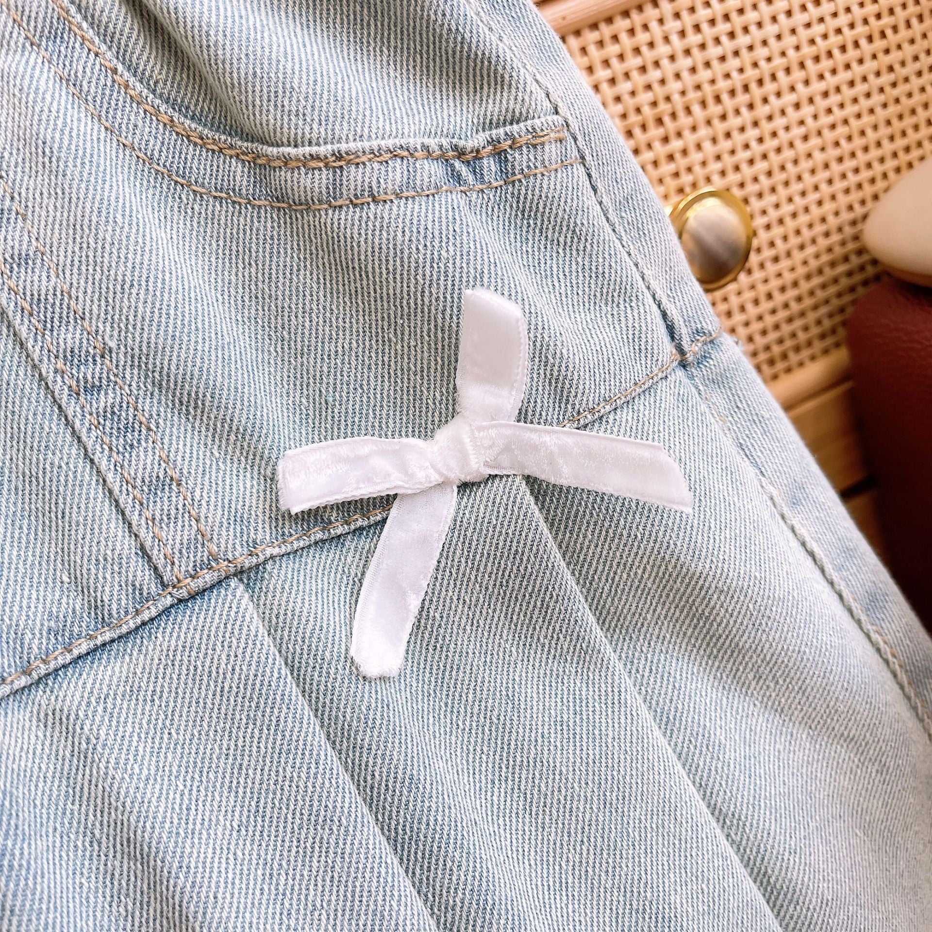 [363765] - Oneset 2in1 Denim Daily Wear Setelan Baju Lengan Pendek Bawahan Rok Pendek Fashion Anak Perempuan Cewek - Motif Heart Letter