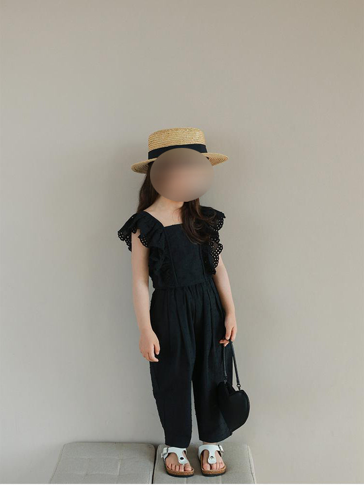 [5071120] - One Set 2in1 Baju Setelan Atasan Lengan Kutung Bawahan Celana Panjang Fashion Trendi Anak Perempuan Cewek - Motif Color Solid Black - BABYHOKI STORE