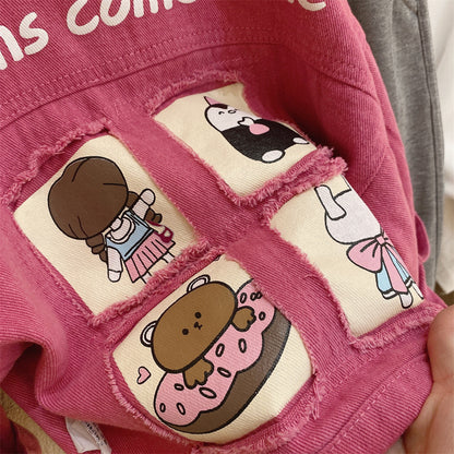 [508227 ] - Atasan Jaket Jeans Anak Perempuan - Motif Cute Animal