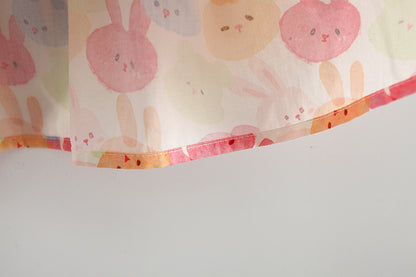 [340405] - Baju Mini Dress Lengan Balon Fashion Import Anak Perempuan - Motif Fluffy Rabbit