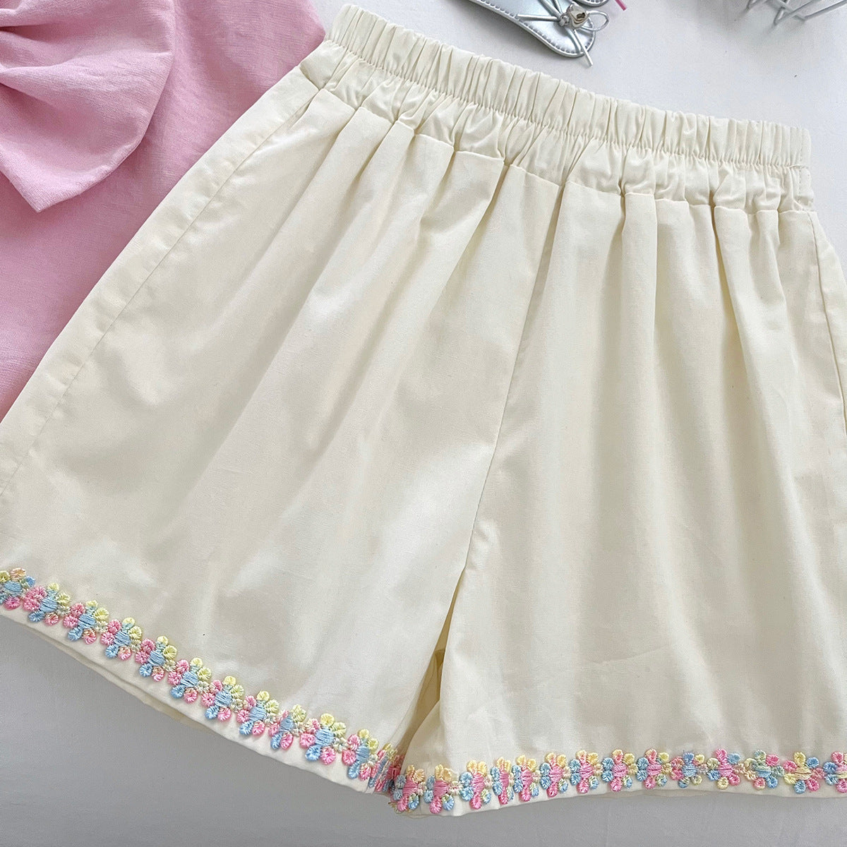 [963163] - One Set 2in1 Baju Setelan Atasan Lengan Kutung Bawahan Celana Pendek Korean Version Style Anak Perempuan Cewek - Motif Floral Bow - BABYHOKI STORE - BABYHOKI STORE