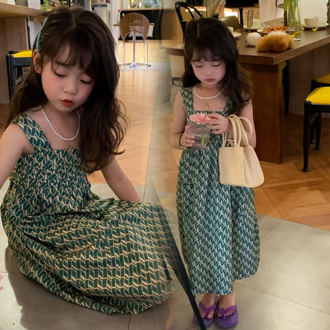 [507S192] - Baju Dress Kutung Fashion Anak Perempuan - Motif Neat Line