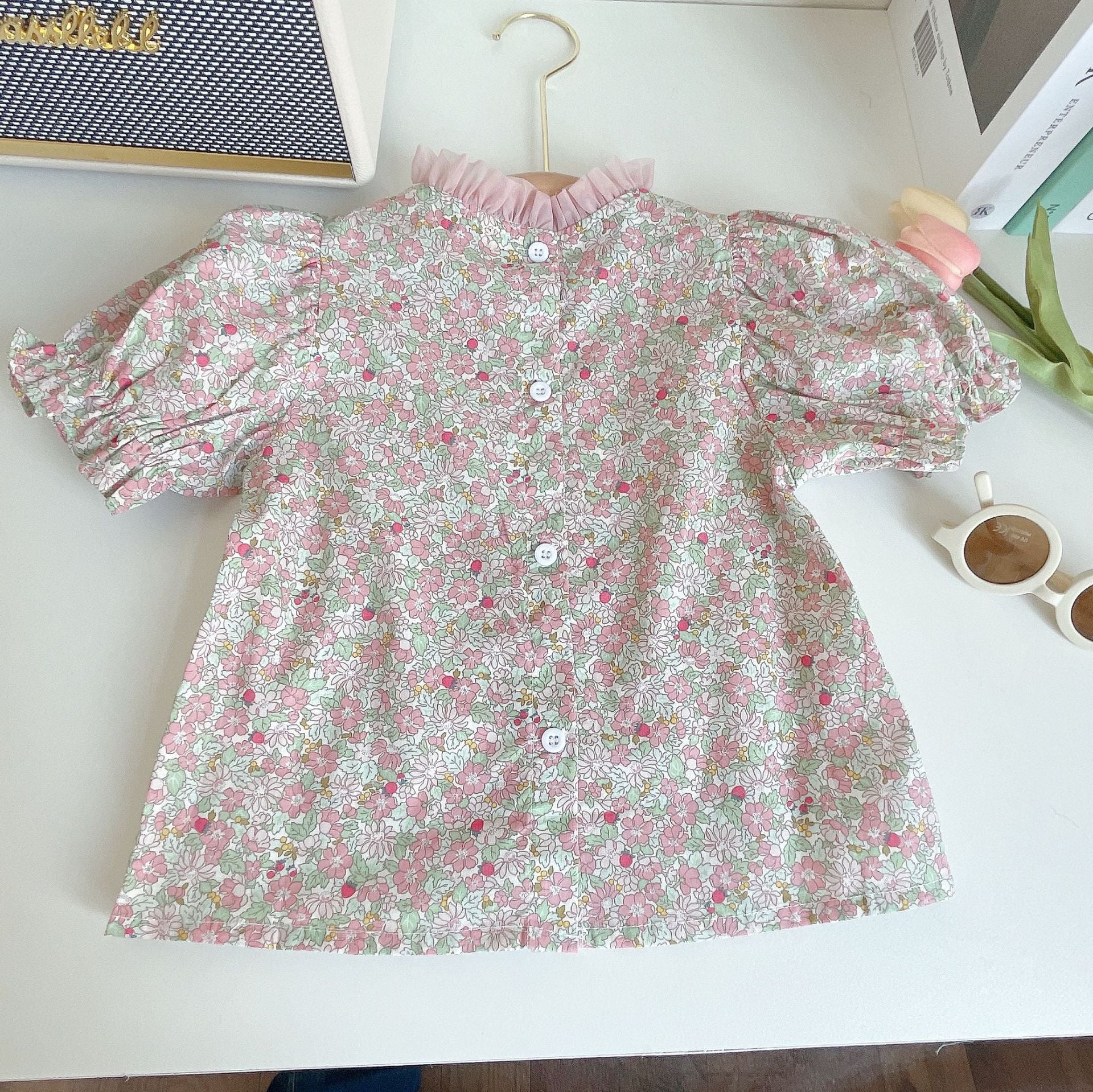 BABYHOKI STORE Usia 7 8 9 10 Tahun Baju Anak Tanggung Cewek [363628] - Setelan Blouse Bawahan Overall Anak Perempuan - Motif Pretty Flower