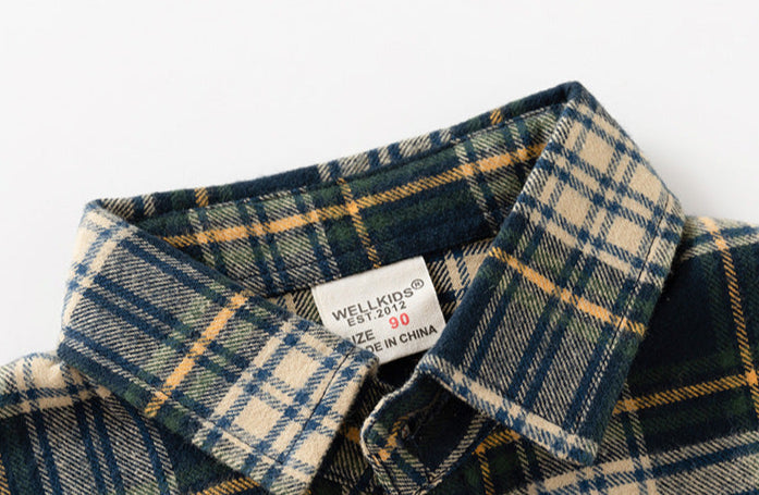 [5131119] - Atasan Baju Kemeja Lengan Panjang Anak Laki-Laki - Motif Classic Plaid