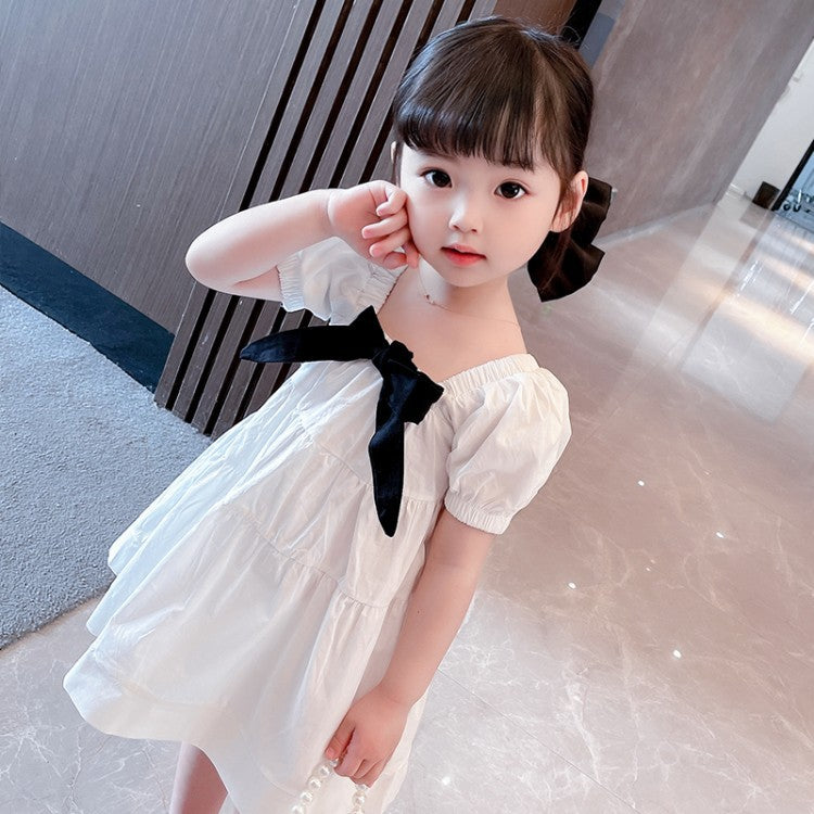 [507S1105] - Baju Dress Lengan Pendek Fashion Anak Perempuan Trendi - Motif Pretty Ribbon