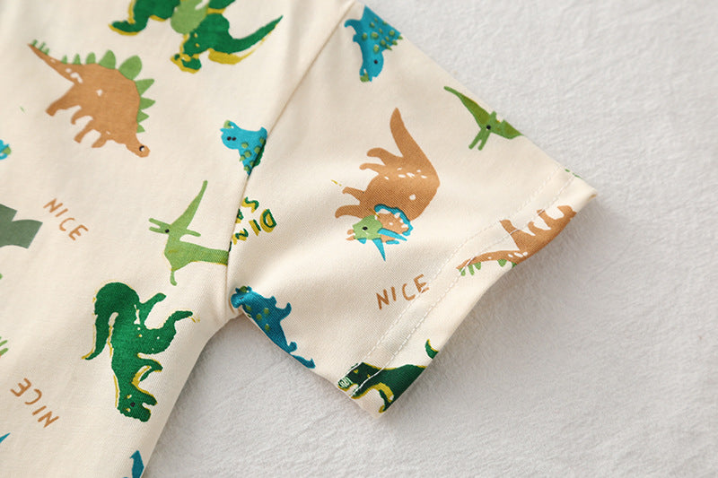 [368573] - One Set 2in1 Baju Setelan Atasan Kaos Lengan Pendek Bawahan Celana Pendek Fashion Summer Anak Laki Laki Cowok - Motif Animals Dino - BABYHOKI STORE - BABYHOKI STORE