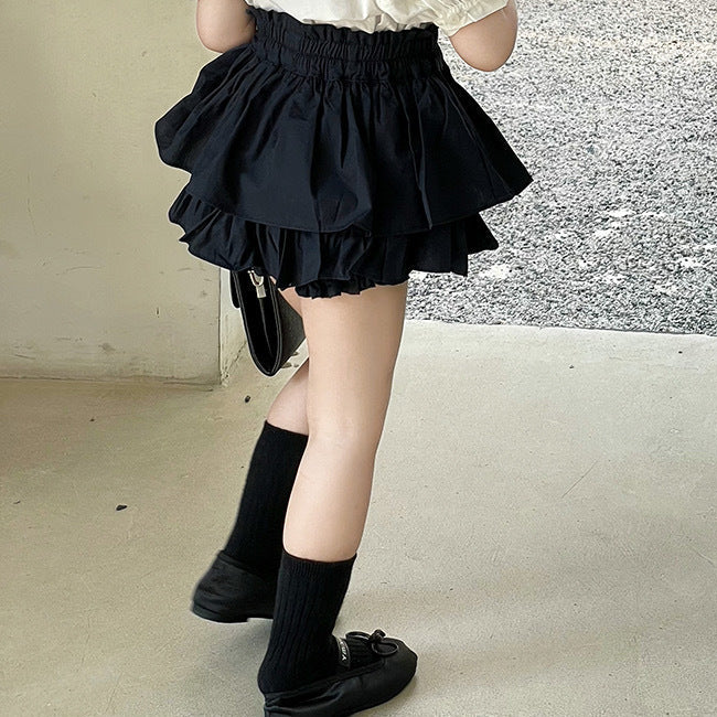 [5071062] - Setelan Baju Lengan Pendek Celana Rok Pendek Fashion Anak Perempuan - Motif Casual Plain