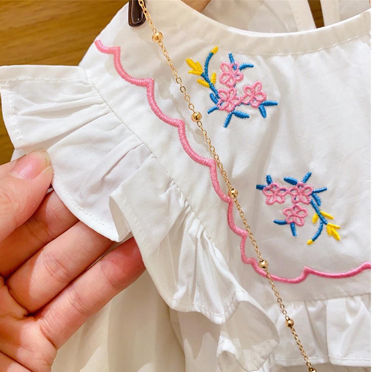 [363664] - Setelan Oneset Cewek Baju Blouse Celana Jeans Cutbray Anak Perempuan Fashion - Motif Lace Flower