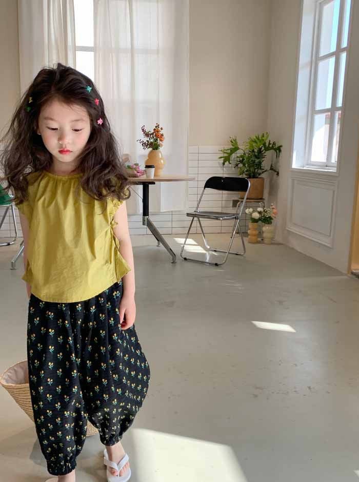 [507955] - Setelan Baju Lengan Pendek Celana Panjang Anak Perempuan Fashion - Motif Basic Flower