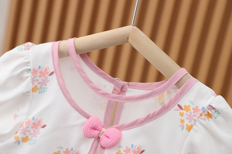 [352380] - Baju Mini Dress Lengan Pendek Anak Perempuan - Motif Ribbon Flower