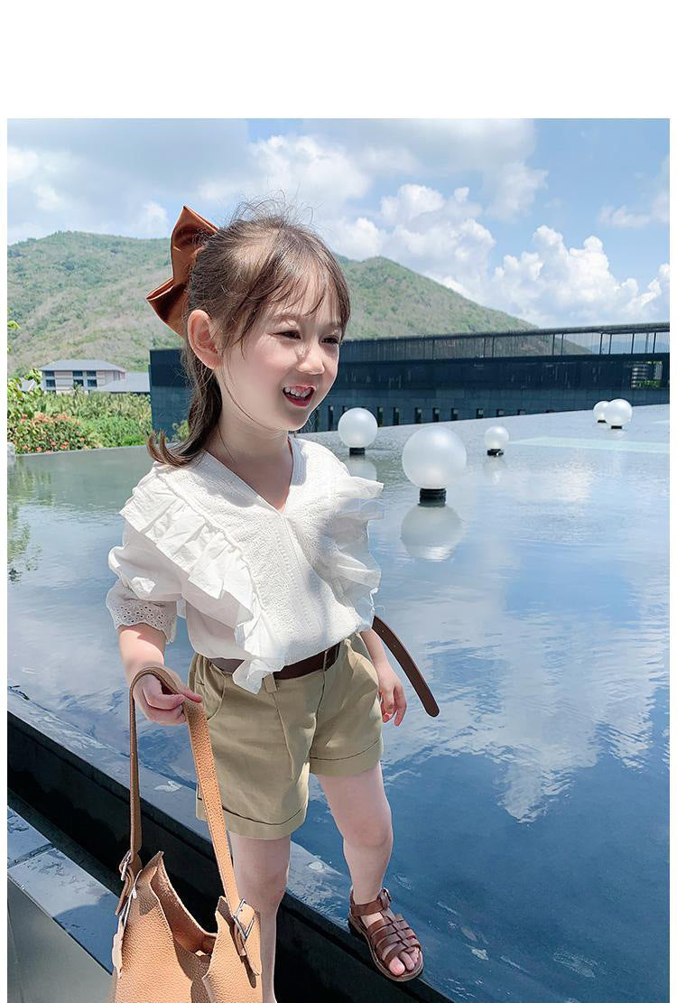 [963223] - One Set 2in1 Baju Setelan Atasan Blouse Lengan Pendek Bawahan Celana Pendek Korean Version Style Anak Perempuan Cewek - Motif Top Katbol - BABYHOKI STORE