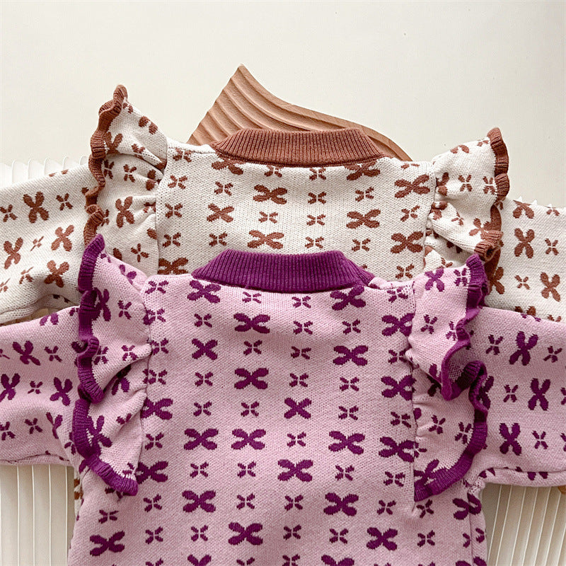 [363714] - Baju Setelan Atasan Lengan Panjang Celana Panjang Fashion Anak Cewek- Motif Wing Patterns