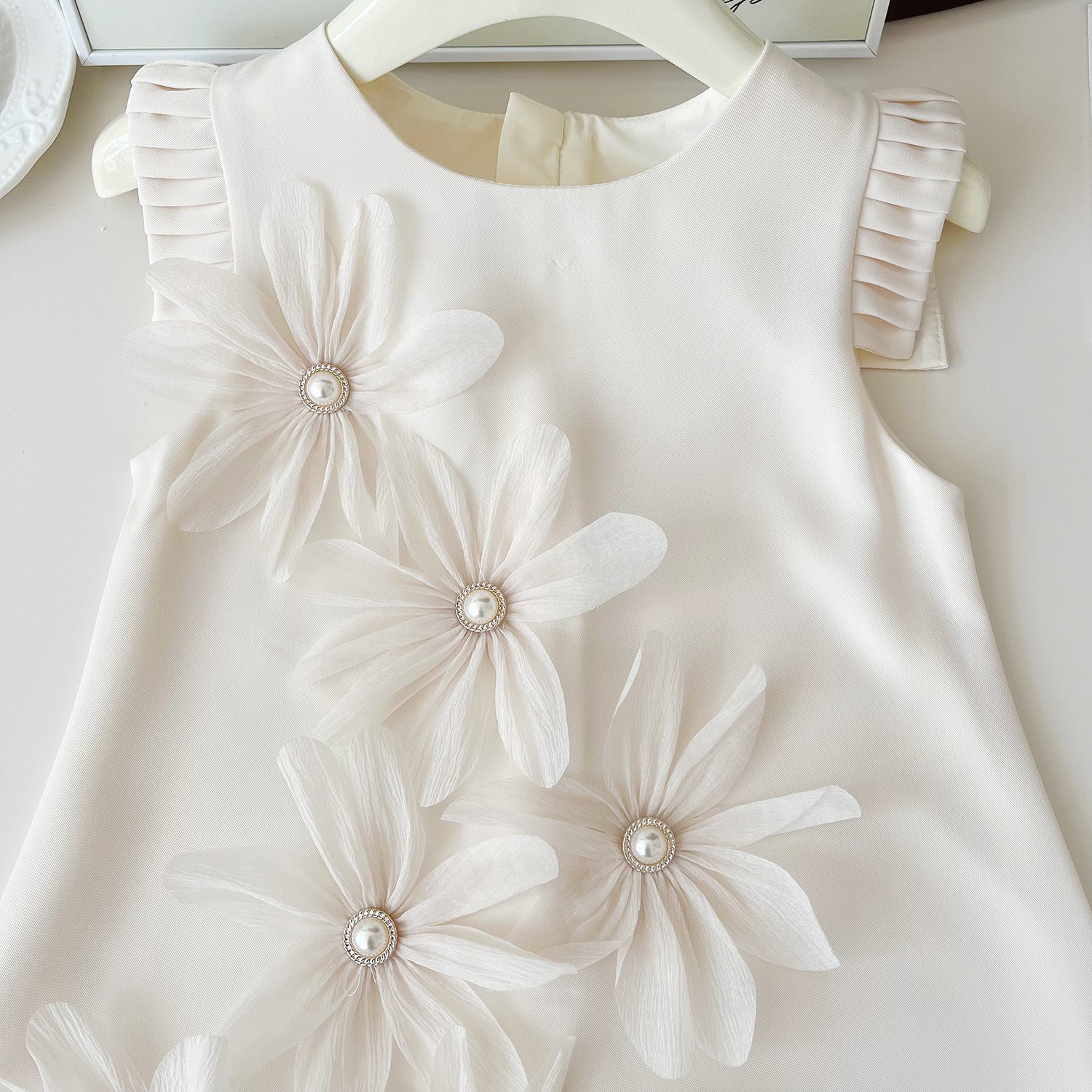 [963277] - Baju Gaun Dress Elegant Lengan Kutung Korean Version Style Anak Perempuan Cewek - Motif Flower Pleated- BABYHOKI STORE