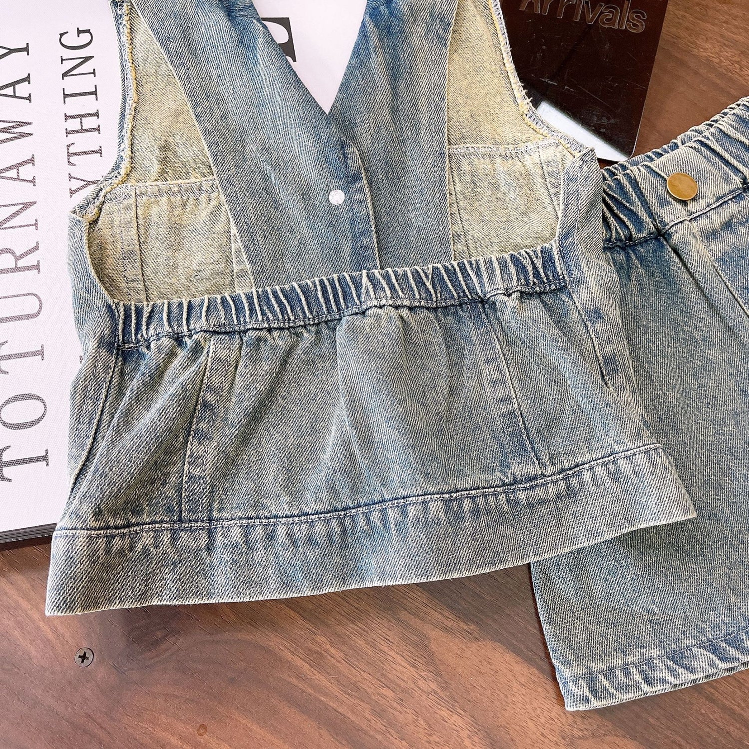 [363747] - Baju Setelan Jaket Kutung Bawahan Rok Jeans Fashion Anak Perempuan - Motif Short Denim