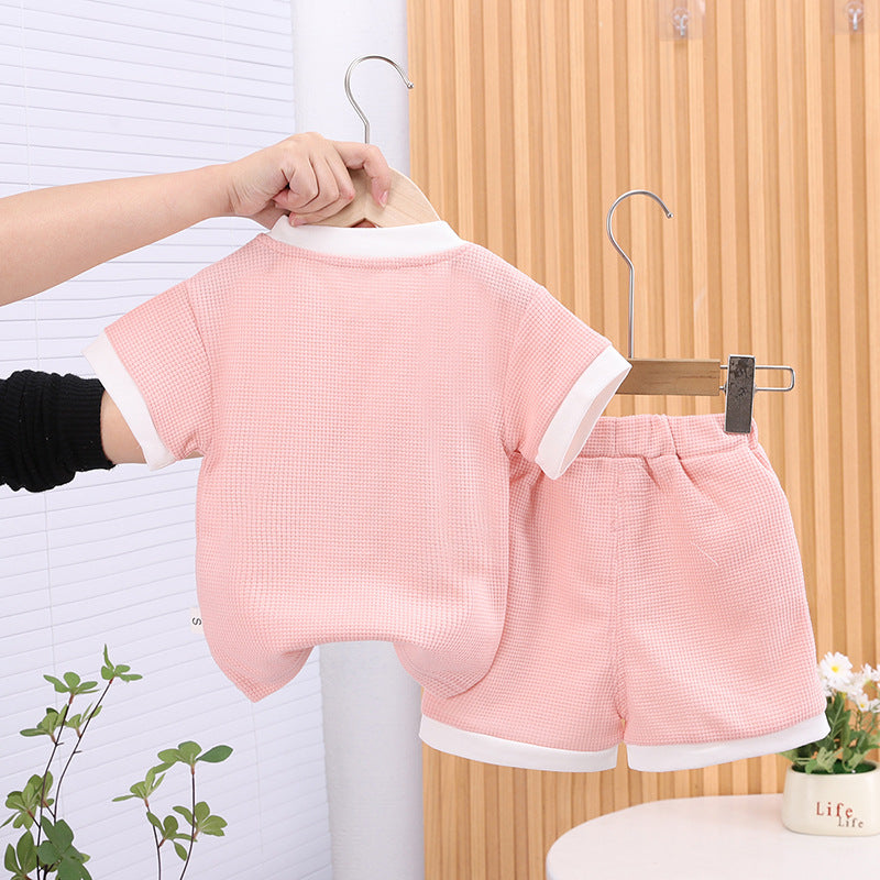 [368585] - One Set 2in1 Baju Setelan Atasan Kaos Lengan Pendek Bawahan Celana Pendek Comfortable Summer Fashion Anak Perempuan Cewek - Motif Cute 3d Flower - BABYHOKI STORE