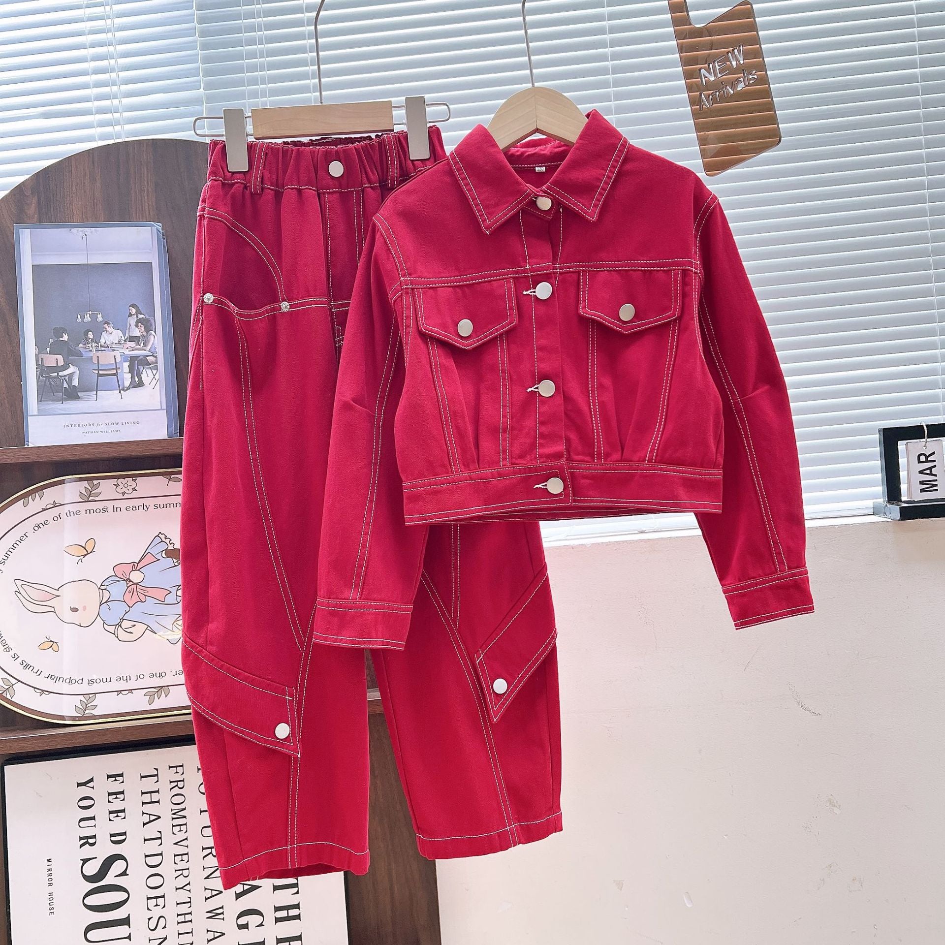 [363935] - One Set 2in1 Baju Setelan Atasan Jaket Lengan Panjang Bawahan Celana Panjang Kulot Korean Fashion Unique Anak Cewek Perempuan - Motif Solid Color - BABYHOKI STORE