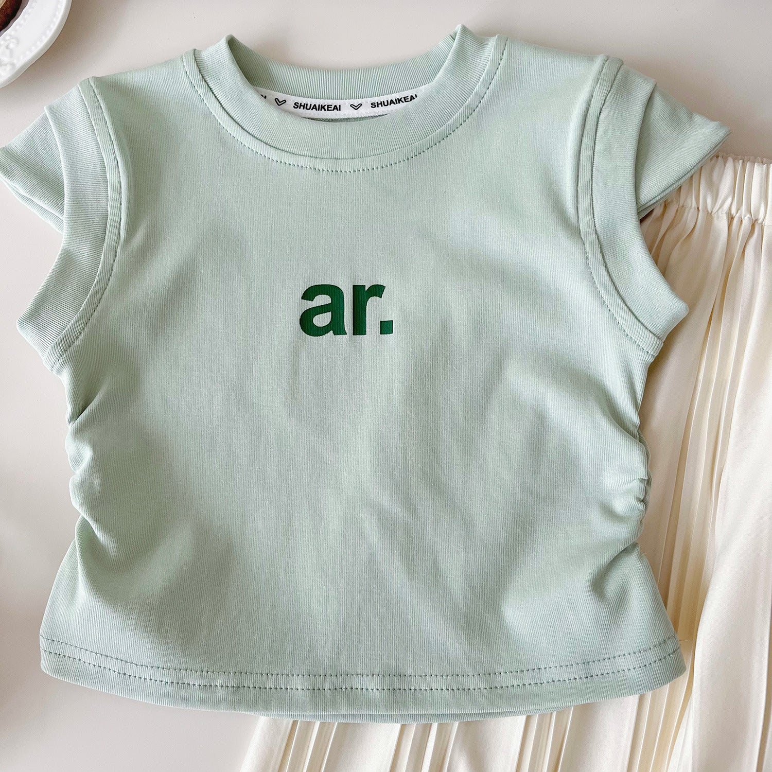 [963133] - One Set 2in1 Baju Setelan Atasan Kaos Lengan Kutung Bawahan Celana Panjang Comfort Version Style Anak Perempuan Cewek - Motif Pastel Green Color - BABYHOKI STORE - BABYHOKI STORE