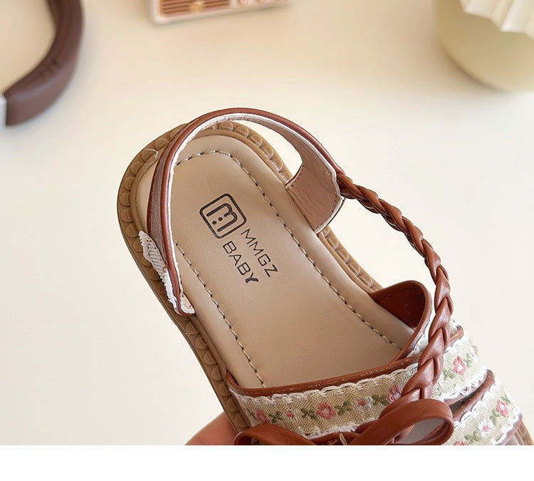 [381290 Size 21-30] - Sepatu Flat Slip On Bowknot Shoes Korean Version Anak Perempuan Cewek - Motif Floral Princess - BABYHOKI STORE