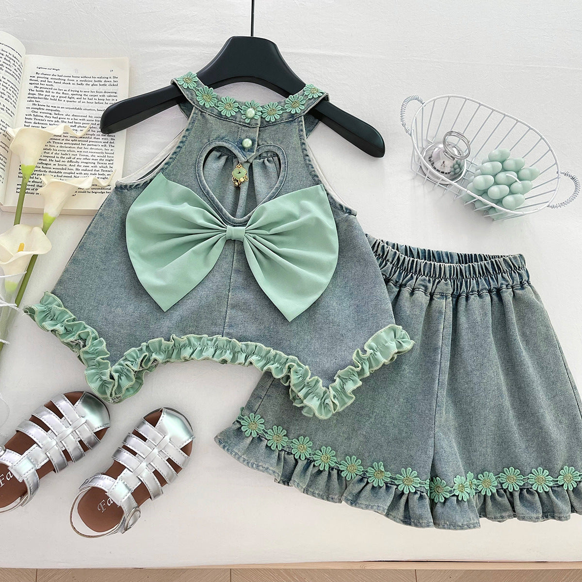 [963119] - One Set 2in1 Baju Setelan Atasan Lengan Kutung Bawahan Celana Pendek Korean Fashion Style Anak Perempuan Cewek - Motif Small Flower - BABYHOKI STORE