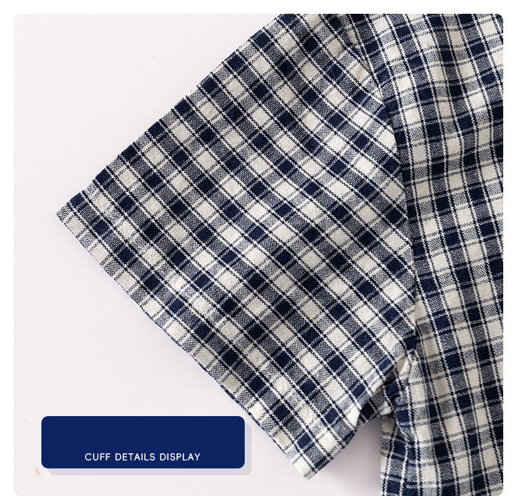 [5131126] - One Set 2in1 Baju Setelan Atasan Kemeja Lengan Pendek Bawahan Celana Pendek Casual Style Korean Version Anak Laki Laki Cowok - Motif Plaid - BABYHOKI STORE