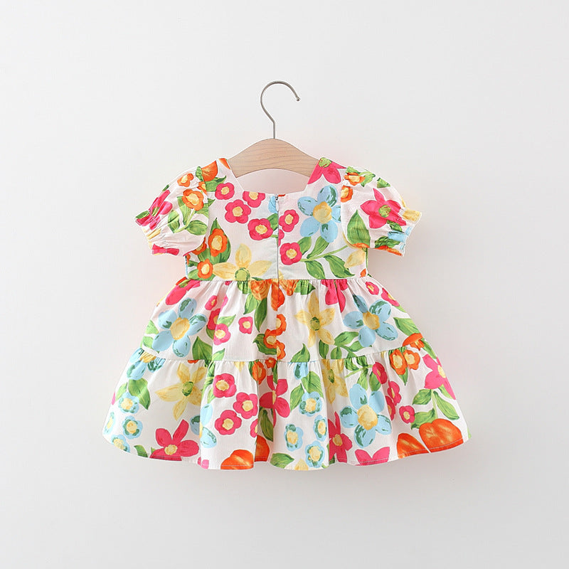 [340381] - Baju Mini Dress Lengan Pendek Fashion Anak Perempuan - Motif Color Flowers