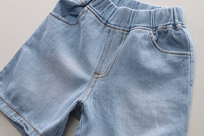 [368590] - One Set 2in1 Baju Setelan Atasan Kemeja Lengan Pendek Bawahan Celana Pendek Jeans Comfortable Fashion Anak Laki Laki Cowok - Motif Animals Cars - BABYHOKI STORE