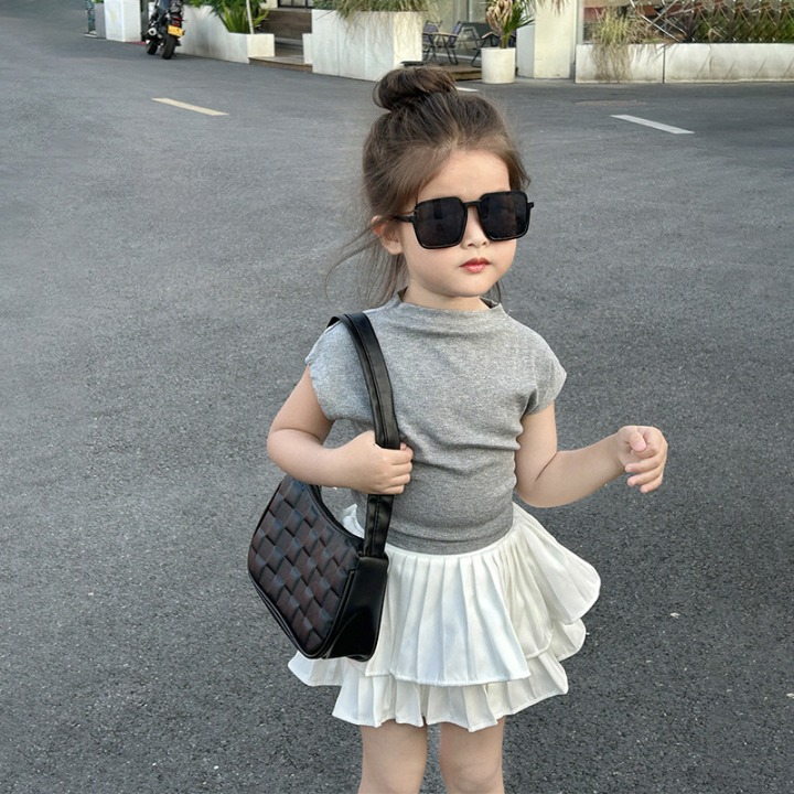 [5071006] - Setelan Baju Backless Bawahan Rok Mini Fashion Anak Perempuan - Motif Smooth Casual