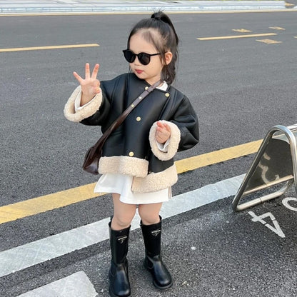 [5071040] - Baju Atasan Jaket Tebal Lengan Panjang Fashion Anak Perempuan - Motif Fluff Casual