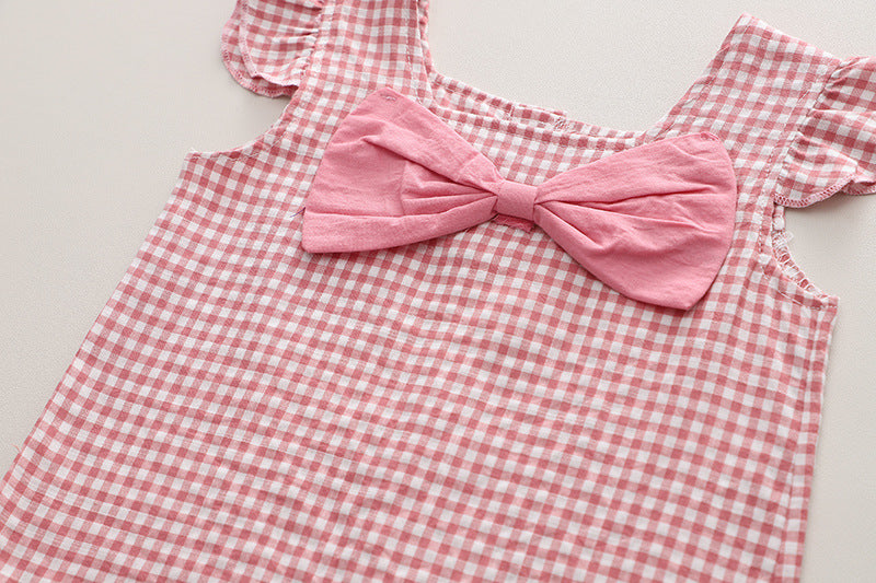 [340376] - Baju Setelan Blouse Kotak-Kotak Fashion Anak Perempuan - Motif Big Ribbon