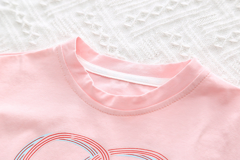 [345450] - Setelan Baju Kutung Celana Pendek Anak Perempuan Fashion - Motif Happiness Love