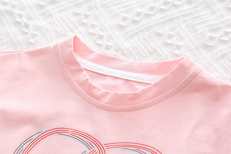 [345450] - Setelan Baju Kutung Celana Pendek Anak Perempuan Fashion Import - Motif Happiness Love