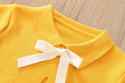 [363687] - Baju Setelan Dress Lengan Panjang Fashion Import Anak Perempuan - Motif Plain Ribbon