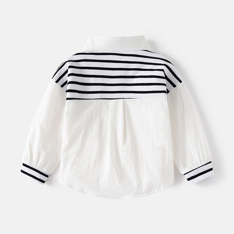[383215] - Baju Atasan Kemeja Lengan Panjang Anak Laki-Laki - Motif Stars & Stripes
