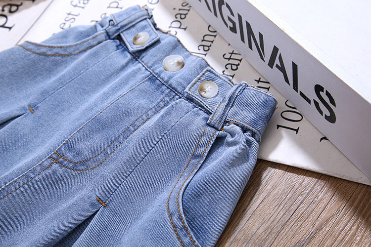 [507S1152] - Bawahan Celana Pendek Jeans Fashion Anak Perempuan - Motif Tri Button