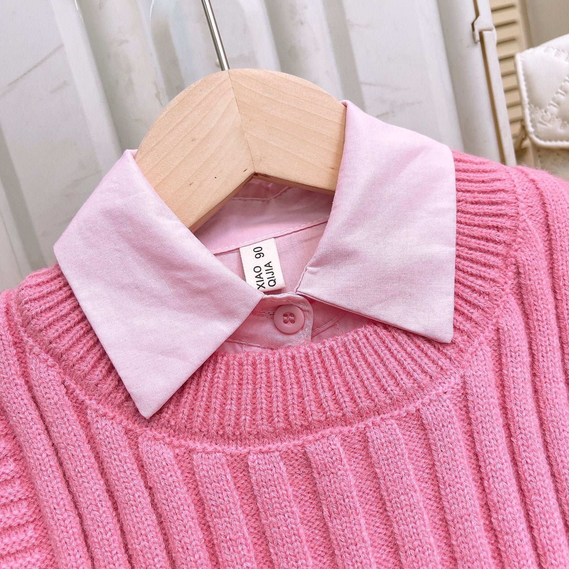 [363824] - Setelan 2 in 1 Baju Dress Lengan Panjang Atasan Rompi Sweater Fashion Anak Perempuan - Motif Soft Neat