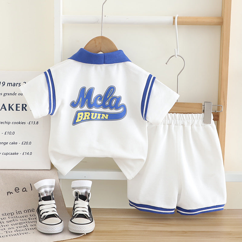 [345506] - One Set 2in1 Baju Setelan Summer Outfit Atasan Koas Polo Lengan Pendek Bawahan Celana Pendek Sporty Anak Cowok Laki-Laki - Motif Color Stripe - BABYHOKI STORE - BABYHOKI STORE